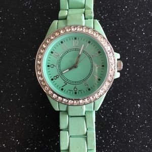 Sea foam watch w rhinestones
